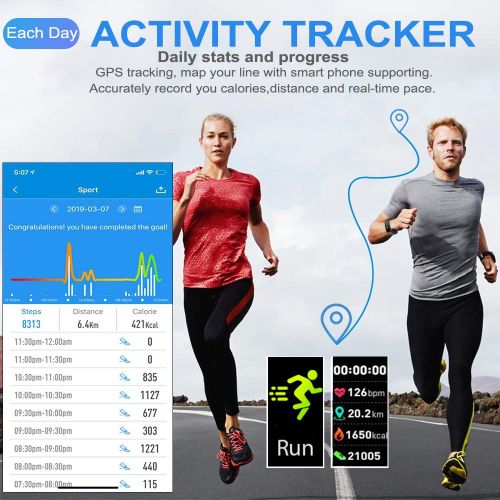  Goopow goopow Fitness Tracker, Activity Tracker Watch with Heart Rate Monitor, Waterproof Smart Fitness Band with Step Counter, Calorie Counter, Pedometer Watch Kids Women and Men