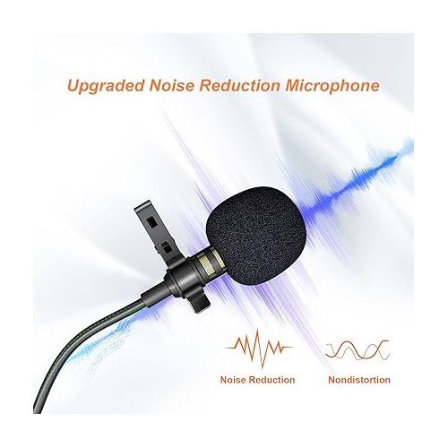  Lavalier Lapel Microphone Complete Set - Professional Omnidirectional Condenser Grade Audio Video Recording Mic for Android/iPhone/PC/Camera for Interview, YouTube, Video Conference, Podcast