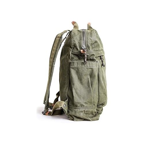 Gootium Canvas Backpack for Women Vintage Style Zipper Bag Men's Casual Daypack Cloth Outdoor Travel Rucksack, Olive