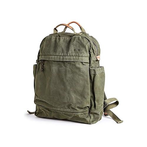  Gootium Canvas Backpack for Women Vintage Style Zipper Bag Men's Casual Daypack Cloth Outdoor Travel Rucksack, Olive