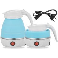 Gootrades Foldable Portable Kettle Travel Kettle - Upgraded Food Grade Silicone, 5 Mins Heater To Quickly Foldable Electric Kettle, Blue 600ML 110V US Plug