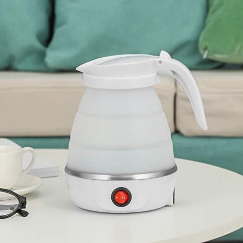  Gootrades Foldable Portable Kettle Travel Kettle - Upgraded Food Grade Silicone, 5 Mins Heater To Quickly Foldable Electric Kettle, White 600ML 110V US Plug