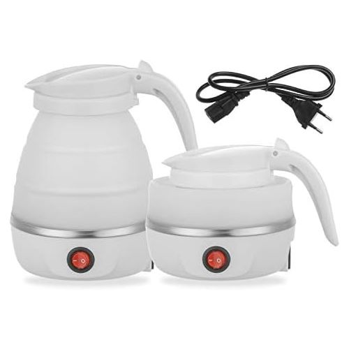  Gootrades Foldable Portable Kettle Travel Kettle - Upgraded Food Grade Silicone, 5 Mins Heater To Quickly Foldable Electric Kettle, White 600ML 110V US Plug