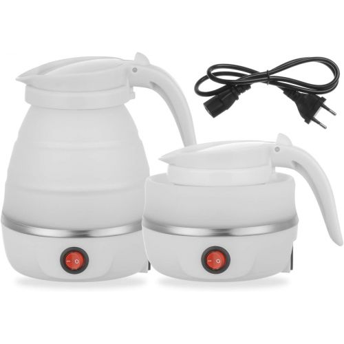  Gootrades Foldable Portable Kettle Travel Kettle - Upgraded Food Grade Silicone, 5 Mins Heater To Quickly Foldable Electric Kettle, White 600ML 110V US Plug