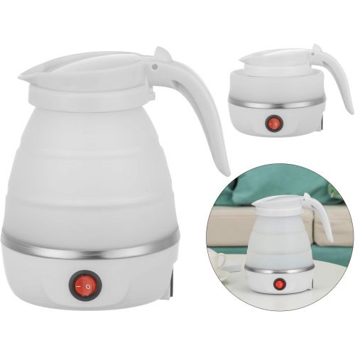  Gootrades Foldable Portable Kettle Travel Kettle - Upgraded Food Grade Silicone, 5 Mins Heater To Quickly Foldable Electric Kettle, White 600ML 110V US Plug