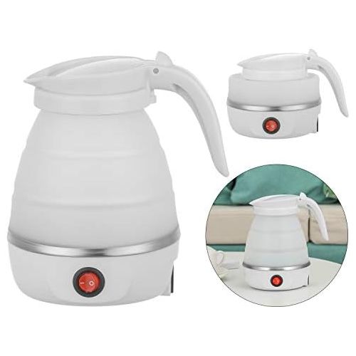  Gootrades Foldable Portable Kettle Travel Kettle - Upgraded Food Grade Silicone, 5 Mins Heater To Quickly Foldable Electric Kettle, White 600ML 110V US Plug