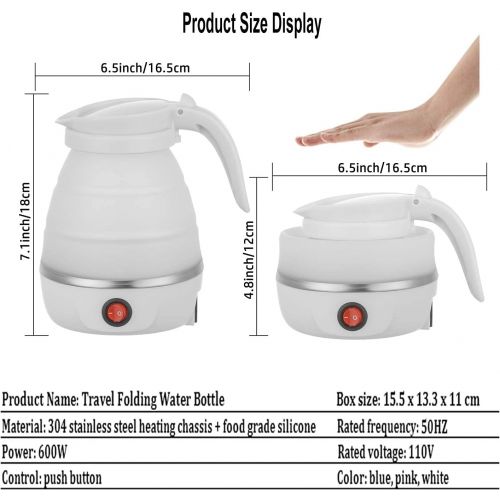  Gootrades Foldable Portable Kettle Travel Kettle - Upgraded Food Grade Silicone, 5 Mins Heater To Quickly Foldable Electric Kettle, White 600ML 110V US Plug