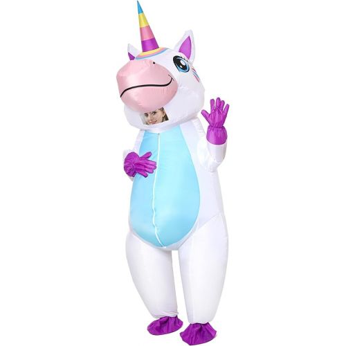  Inflatable Unicorn Costume for Adult - Funny Halloween Inflatable Costumes for Men Women, Blow Up Costume for Halloween Party Cosplay