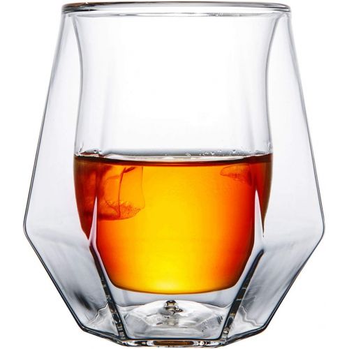  [아마존베스트]Gootus Whiskey Glasses Set of 2 - Hand Blown Double Walled Glass with Premium Gift Box - Perfect for Scotch, Bourbon and Old Fashioned Cocktails