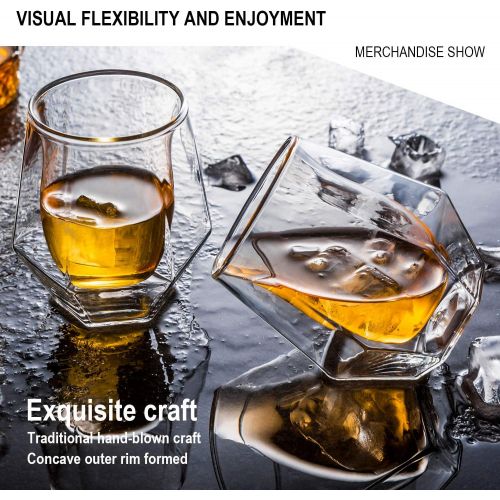  [아마존베스트]Gootus Whiskey Glasses Set of 2 - Hand Blown Double Walled Glass with Premium Gift Box - Perfect for Scotch, Bourbon and Old Fashioned Cocktails