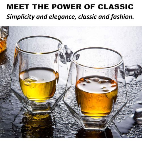  [아마존베스트]Gootus Whiskey Glasses Set of 2 - Hand Blown Double Walled Glass with Premium Gift Box - Perfect for Scotch, Bourbon and Old Fashioned Cocktails