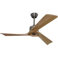 Goozegg Modern Ceiling Fan No Light Remote Control 3 Maple Wood Blades Energy Efficient DC Motor Brushed Nickel, 52-inch