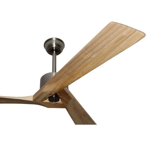  Goozegg Modern Ceiling Fan No Light Remote Control 3 Maple Wood Blades Energy Efficient DC Motor Brushed Nickel, 52-inch