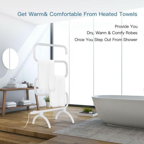 코스트웨이 Costway 100W Electric Towel Warmer Drying Rack Freestanding and Wall Mounted White