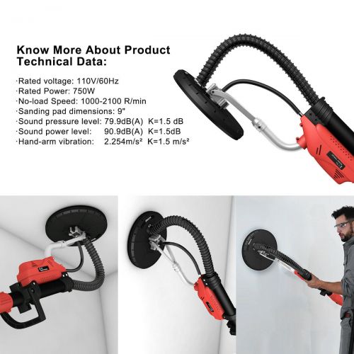 코스트웨이 Costway Drywall Sander 750W Commercial Electric Adjustable Variable Speed Sanding Pad