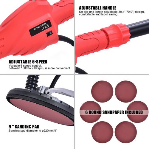 코스트웨이 Costway Drywall Sander 750W Commercial Electric Adjustable Variable Speed Sanding Pad