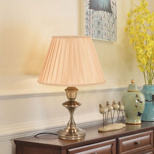 코스트웨이 Costway 13 Antique Brass Bedside Table Lamp w LED Bulb Champagne Office Light