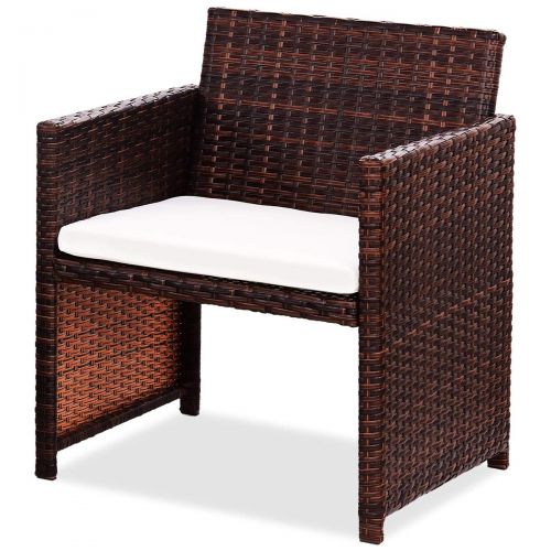  Goplus Rattan Sofa Furniture Set Outdoor Garden Patio 4-Piece Cushioned Seat Mix Brown Wicker