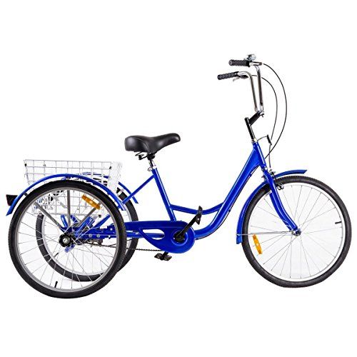  Goplus Adult Tricycle 3-Wheel Bicycle Single Speed Bike Seat Adjustable Trike wBell Brake Basket