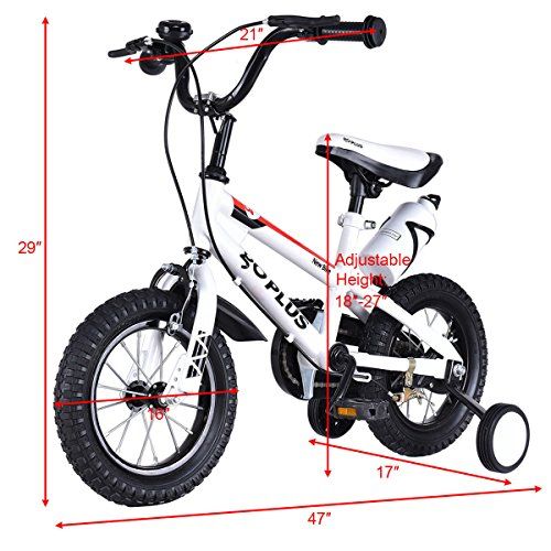  Goplus BMX Freestyle Kids Bike Boys and Girls Bicycle with Training Wheels Perfect Gift for Kids, 16 (White)