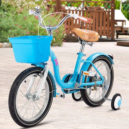  Goplus Kid’s Bike Freestyle Outdoor Sports Bicycle Training Wheels, Basket, Hand Brake Rear Break Boys Girls Bike Kids