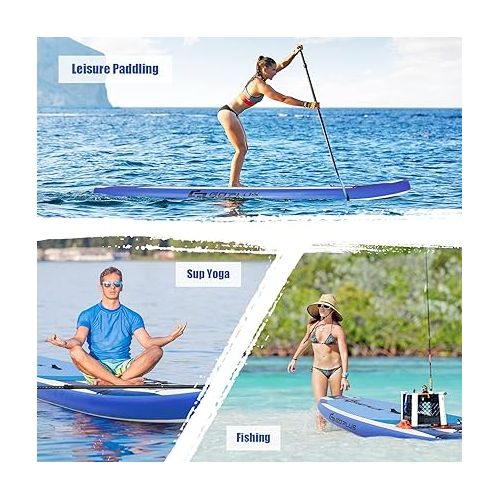  Goplus Inflatable Stand Up Paddle Board, 10ft/11ft SUP with Accessory Pack, Adjustable Paddle, Carry Bag, Bottom Fin, Hand Pump, Leash and Repair Kit