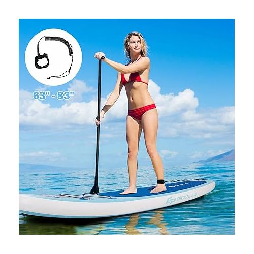  Goplus 10/ 11FT Inflatable Stand up Paddle Board Latest Inkjet Process Anti-Fading 6.5” Thick SUP with 3 Fins, Non-Slip Deck, Adjustable Paddle, Hand Pump, Carry Bag, Leash