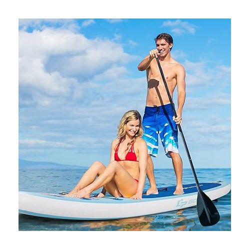  Goplus 10/ 11FT Inflatable Stand up Paddle Board Latest Inkjet Process Anti-Fading 6.5” Thick SUP with 3 Fins, Non-Slip Deck, Adjustable Paddle, Hand Pump, Carry Bag, Leash