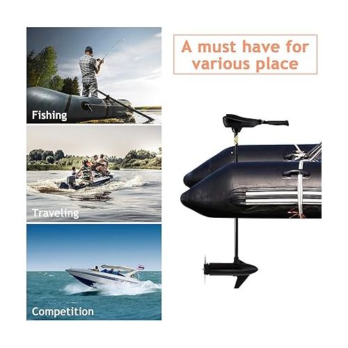  Goplus Electric Trolling Motor 8 Speed, Boat Fishing Motor w/Telescoping Handle, Two-bladed Propeller, LED Battery Indicator and 36