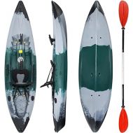 Goplus Sit-on-Top Fishing Kayaks for Adults, 9.7 FT One Person Recreational Touring Kayak W/Aluminum Paddle, 4 Fishing Rod Holders, Padded Seat, Lightweight Kayak for Lake, River, Ocean