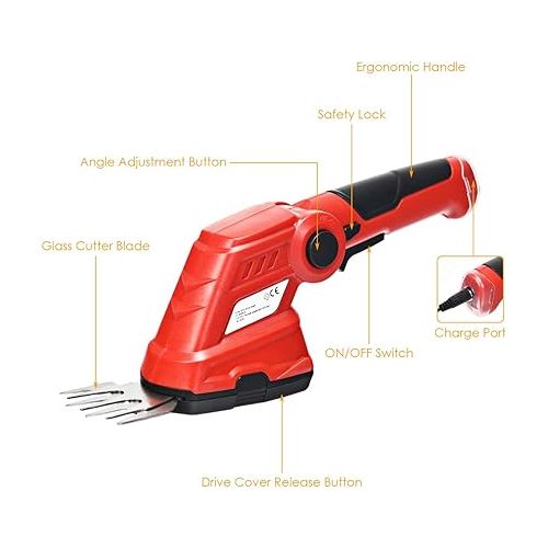  Goplus 2 in 1 Cordless Grass Shear + Hedge Trimmer w/ 3.6V Rechargeable Battery