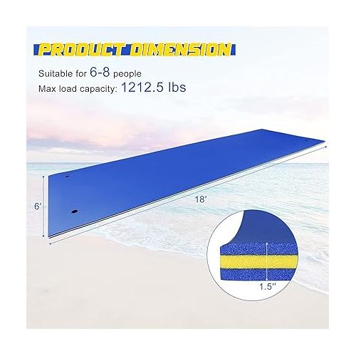  Goplus Floating Water Pad, Lily Pad for Water Recreation and Relaxing, Tear-Resistant XPE Foam Floating Mat for Beach, Ocean, Lake