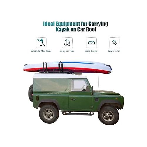  Goplus® Kayak Carrier Universal 2 Pair J- Shape Rack Canoe Boat Surf Ski Roof Top Mounted on Car SUV Truck Van