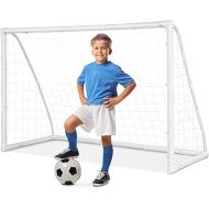 Goplus Soccer Goal, 6FT x 4FT/12FT x 6FT Soccer Net with Strong UPVC Frame, Quick Set-up, High-Strength Netting, Portable Weatherproof Soccer Goals for Backyard Kids Soccer Practice Training