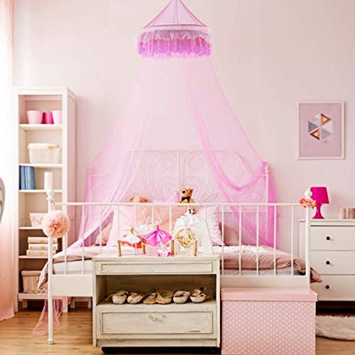  [아마존베스트]Goplus Bed Canopy, Princess Mosquito Netting Dome for Baby, Kids, Girls with Elegant Ruffle Lace,...