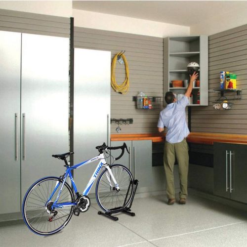  [아마존베스트]Goplus Bike Floor Parking Rack, Foldable Bicycle Storage Stand Wheel Holder Fit 16-29 Bikes, Indoor Home Garage Using