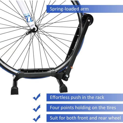  [아마존베스트]Goplus Bike Floor Parking Rack, Foldable Bicycle Storage Stand Wheel Holder Fit 16-29 Bikes, Indoor Home Garage Using