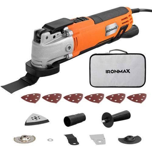  Goplus Oscillating Tool, 1.5A Oscillating Multi Tool with 3° Oscillation Angle, Variable Speeds, Dust Collection and 14pcs Accessories for Cutting, Sanding, Trimming and Removing F