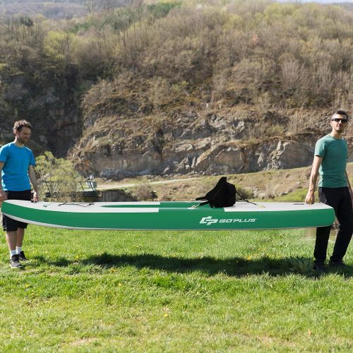  Goplus Inflatable Kayak for 1 Person, Fishing Kayak w/Adjustable Aluminum Oars, Hand Pump with Pressure Gauge, Padded Seat, Canoe Boat Raft Kayaks for Adults, Youth and Kids