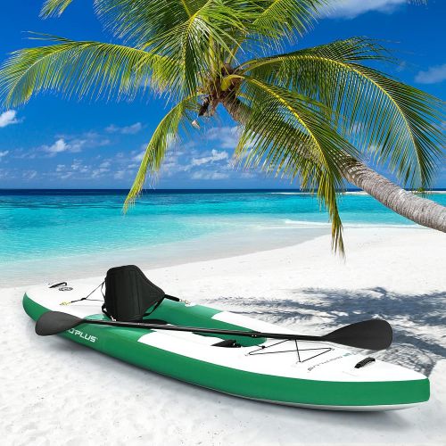  Goplus Inflatable Kayak for 1 Person, Fishing Kayak w/Adjustable Aluminum Oars, Hand Pump with Pressure Gauge, Padded Seat, Canoe Boat Raft Kayaks for Adults, Youth and Kids