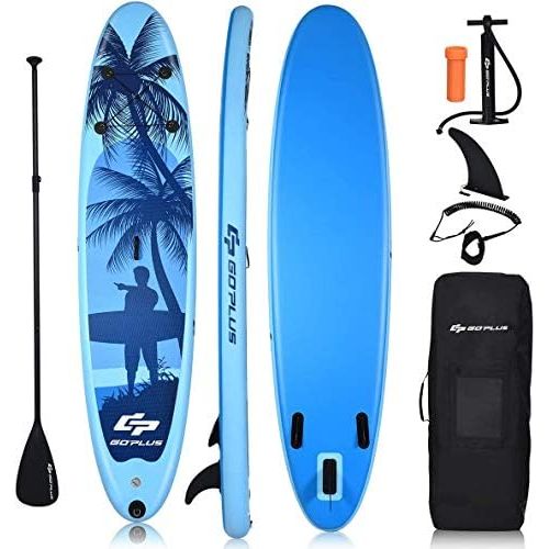  Goplus 9.8/10/11 Inflatable Stand Up Paddle Board, 6.5” Thick SUP with Premium Accessories and Carry Bag, Wide Stance, Bottom Fin for Paddling, Surf Control, Non-Slip Deck, for You