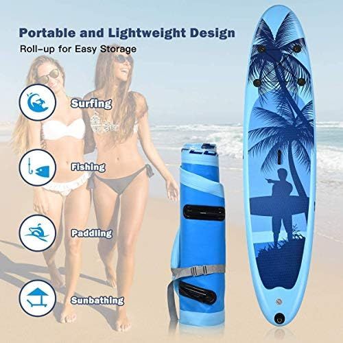  Goplus 9.8/10/11 Inflatable Stand Up Paddle Board, 6.5” Thick SUP with Premium Accessories and Carry Bag, Wide Stance, Bottom Fin for Paddling, Surf Control, Non-Slip Deck, for You