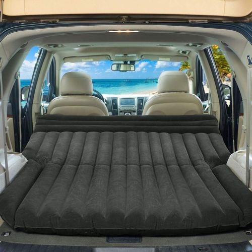  Goplus SUV Air Mattress for Back Seat, Inflatable Car Air Bed with Electric Air Pump Flocking Surface, Portable Car Mattress for Camping Travel, Thickened Home Sleeping Pad Fast In