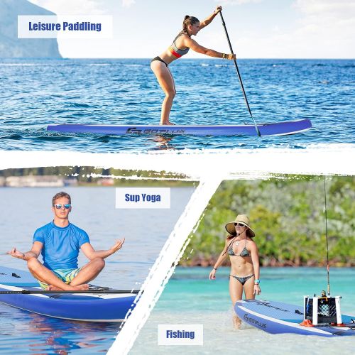  Goplus 10.5/11FT Inflatable Stand Up Paddle Board, 6.5” Thick SUP with Carry Bag, Adjustable Paddle, Bottom Fin, Hand Pump, Non-Slip Deck, Leash, Repair Kit