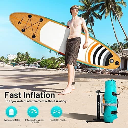  Goplus Inflatable Stand up Paddle Board, 10/10.5/11 SUP 6 Thick with Premium Accessories, Adjustable Aluminum Paddle, Leash, Carry Bag, Hand Pump, Removable Fin, ISUP for Adults