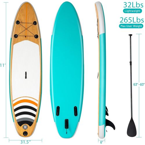  Goplus Inflatable Stand up Paddle Board, 10/10.5/11 SUP 6 Thick with Premium Accessories, Adjustable Aluminum Paddle, Leash, Carry Bag, Hand Pump, Removable Fin, ISUP for Adults