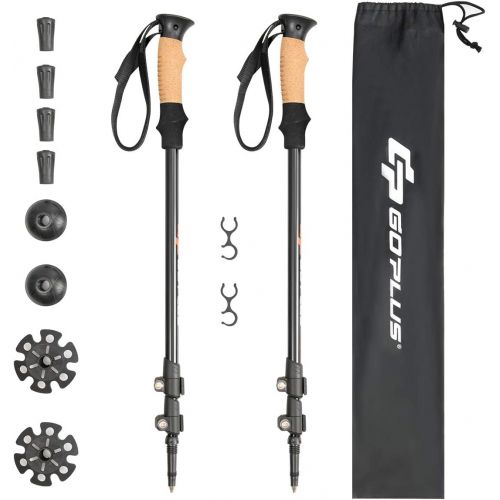  Goplus Trekking Poles, 2 Pack Adjustable Anti-Shock Hiking Walking Climbing Sticks, Lightweight Aluminum 7075 with Carry Bag