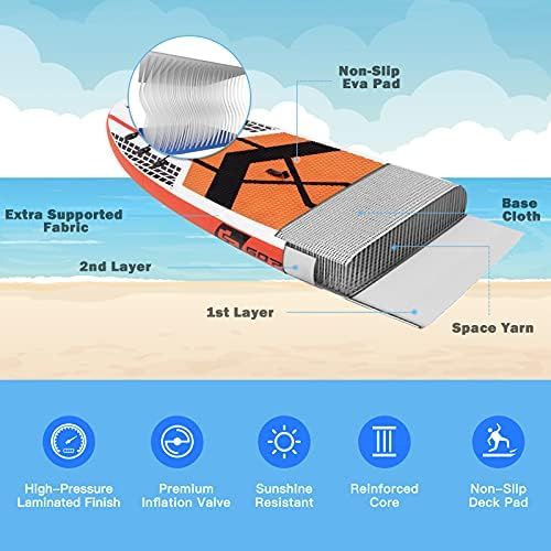  Goplus 106 Inflatable Stand Up Paddle Board SUP Cruiser with Free Premium SUP Accessories, Backpack, Adjustable Paddle and Hand Pump, for Youth & Adult