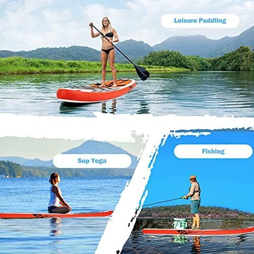  Goplus 106 Inflatable Stand Up Paddle Board SUP Cruiser with Free Premium SUP Accessories, Backpack, Adjustable Paddle and Hand Pump, for Youth & Adult