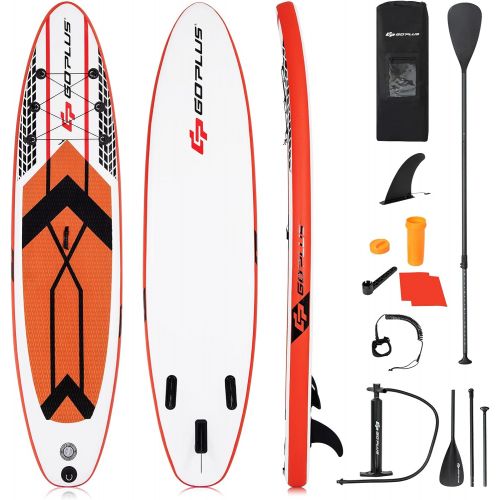  Goplus 106 Inflatable Stand Up Paddle Board SUP Cruiser with Free Premium SUP Accessories, Backpack, Adjustable Paddle and Hand Pump, for Youth & Adult